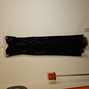 BodyC black & gold strapless maxi dress size Small